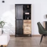 Vandana Crystal Contour designer sideboard in mango wood and fluted black metal