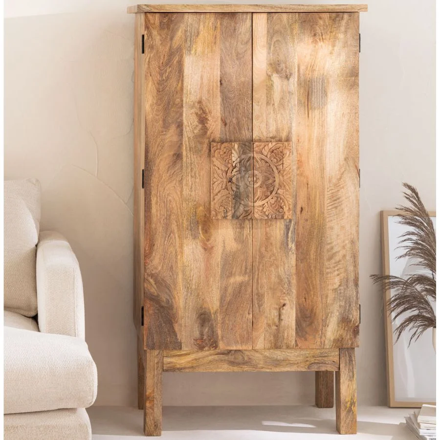 Vandana Nova Cresta Natural Wood Wardrobe (Solid Wood) Vandana Nova Cresta Natural Wood Wardrobe (Solid Wood)