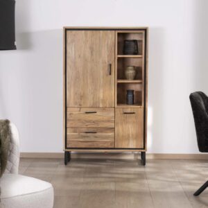 Vandana Autumn Legacy Small acacia wood sideboard with doors, niches and drawers, Baltik industrial style