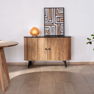 Vandana Autumn Harmony Small two-tone wood and black vintage-style Boogie sideboard