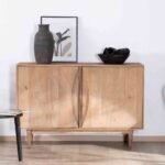 Vandana Autumn Aura sideboard in solid mango wood with 2 doors and integrated handles, Cabure design