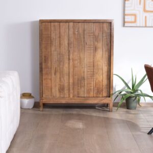 Vandana Amber Value high sideboard with two sliding doors in solid mango wood, warm style