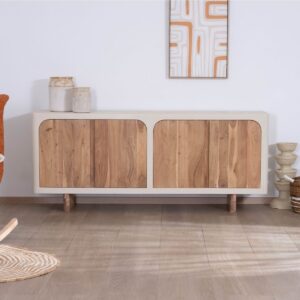Vandana Amber Flow Large, low, 4-door sideboard in an organic and contemporary style, Miona