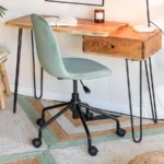 Vandana Hexa Vista Computer Desk with Wood Top and Metal Legs