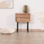 Vandana Crystal Spirit bedside table in natural acacia and metal Alto with 2 drawers