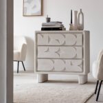 Vandana Ultra Cresta white concrete-effect wooden chest of drawers