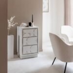 Vandana Ultra Stellar 3-door chest of drawers in white concrete-effect wood by Danaé