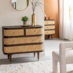 Vandana Ultra Radiant 4-drawer chest in mango wood and caning