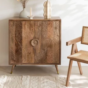 Vandana Grand Flux Hand-Carved Wooden Sideboard (Solid Wood)