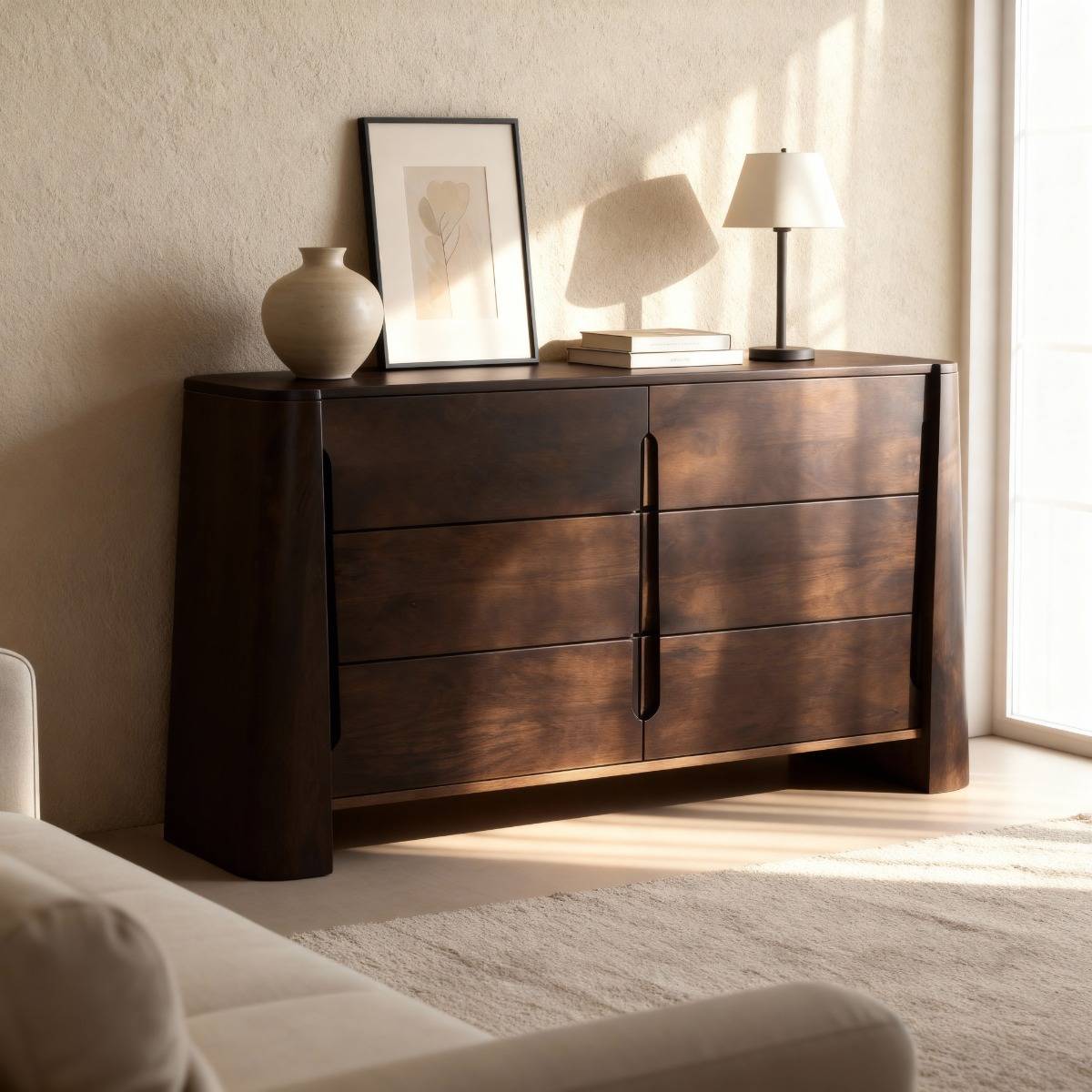 1 Vandana Ultra Hexa dark mango wood chest of drawers Vandana Ultra Hexa dark mango wood chest of drawers