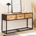 Vandana Flux Sierra 3 Drawer Mango Wood Console (Solid Wood)