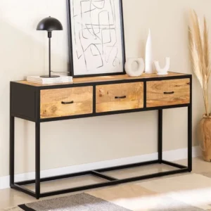Vandana Flux Sierra 3 Drawer Mango Wood Console (Solid Wood)