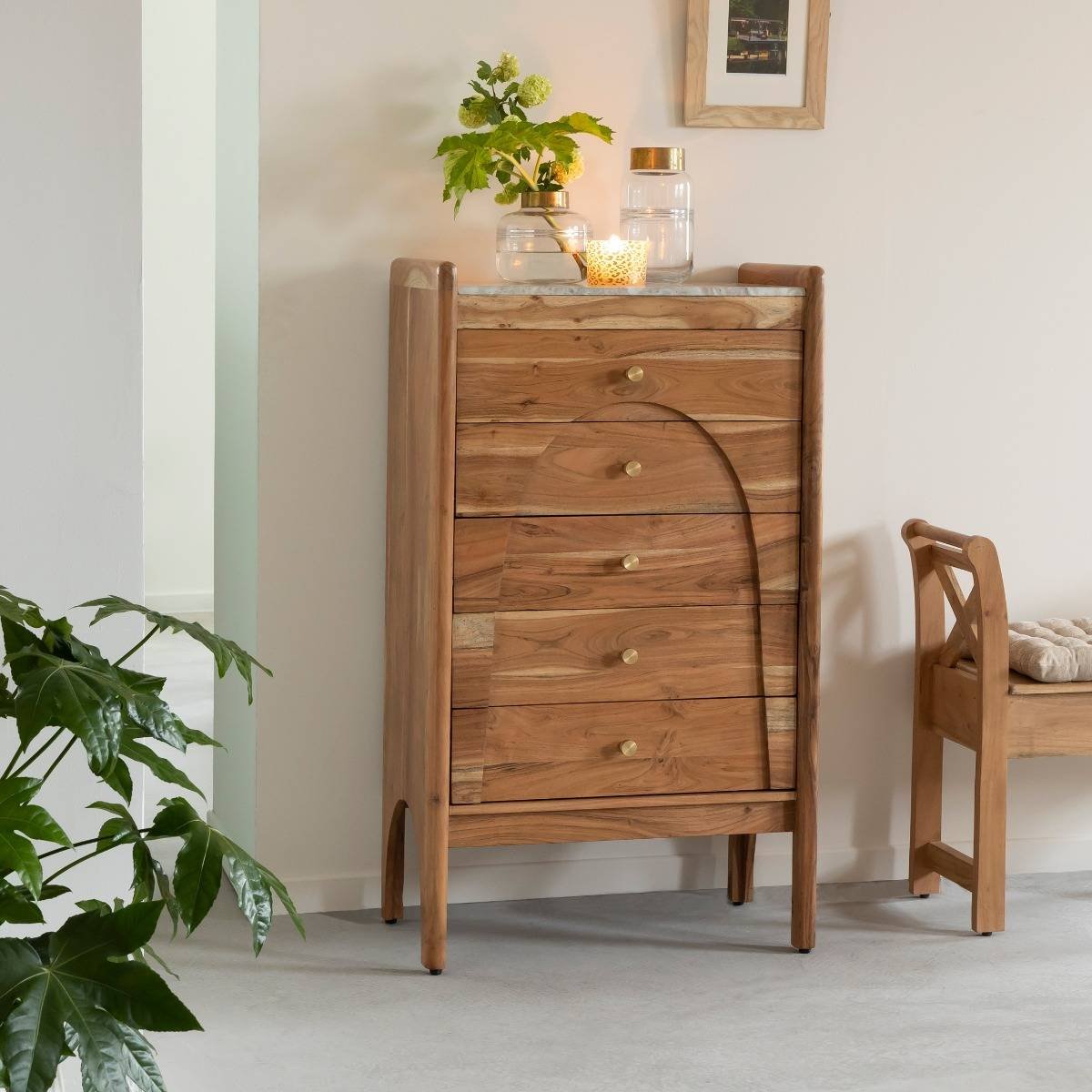 Vandana Ultra Vento marble and acacia wood chest of drawers Vandana Ultra Vento marble and acacia wood chest of drawers