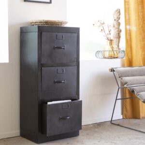 Vandana Vista Lunaris 3-drawer black metal chest of drawers