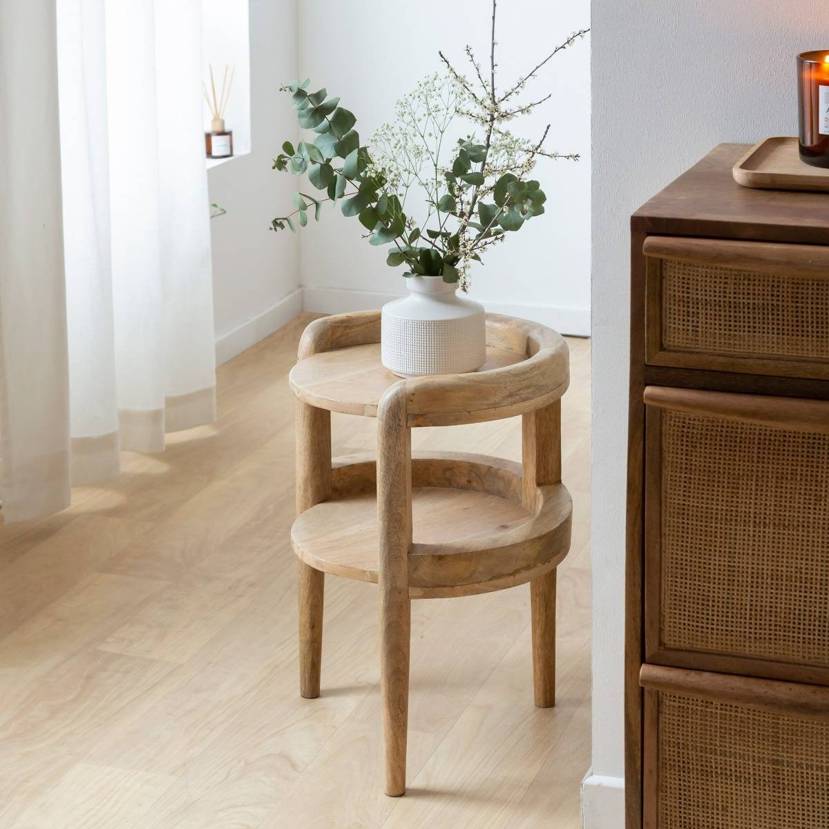 Vandana Vista Neo Mango Wood Bedside Table - Bedside Table - Vandana Vista Neo Mango Wood Bedside Table - Bedside Table -