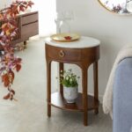 Vandana Grand Orion bedside table in mango wood and marble