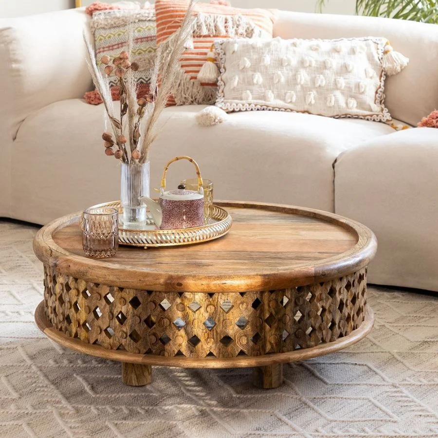 Vandana Grand Nova Carved Wood Coffee Table (Wood) Vandana Grand Nova Carved Wood Coffee Table (Wood)