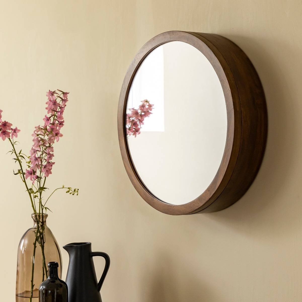 Vandana Optima Terra Mirror with Dark Mango Wood Shelves Vandana Optima Terra Mirror with Dark Mango Wood Shelves