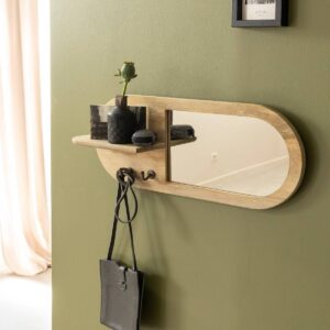 Vandana Optima Flux oval mirror in light mango wood