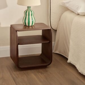 Vandana Amber Texture Rectangular bedside table 40x30 cm in Tinsley wood