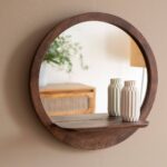 Vandana Optima Neo Round mirror with Marley mango wood shelf