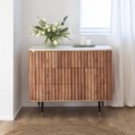 Vandana Ultra Prime chest of drawers in acacia wood and white marble