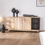 Vandana Autumn Aspect 180cm mango wood sideboard with a clean, Japanese design, Jappy style, 4 doors