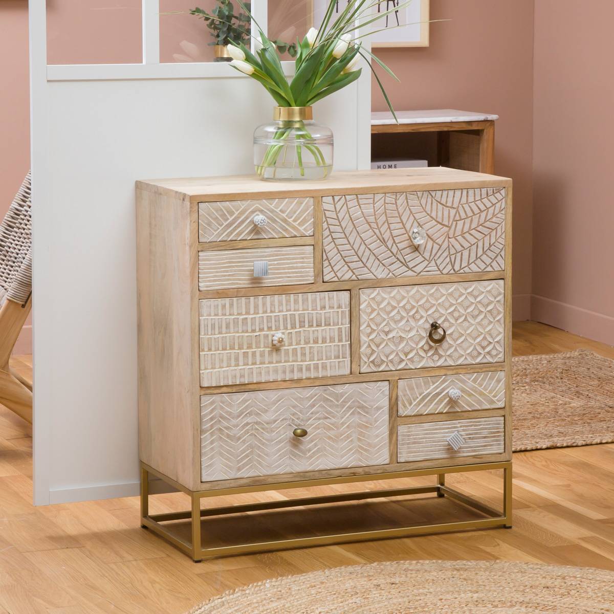 Vandana Ultra Terra chest of drawers in mango wood and metal Vandana Ultra Terra chest of drawers in mango wood and metal