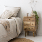 Vandana Vista Flux Mango Wood Bedside Table with 4 Drawers