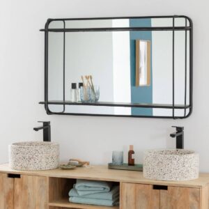 Vandana Ultra Astra Mirror with Wooden and Metal Shelf