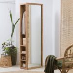 Vandana Ultra Novara acacia wood mirror with storage
