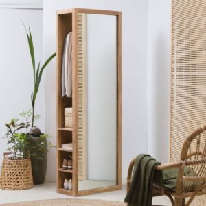 Vandana Ultra Novara acacia wood mirror with storage