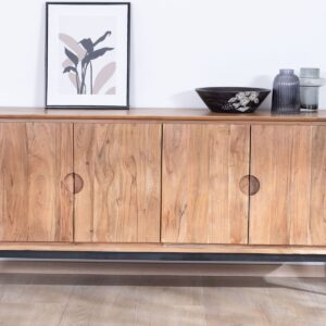 Vandana Autumn Element 4-door sideboard in acacia and metal, 160 cm, Novelli style, zen and minimalist