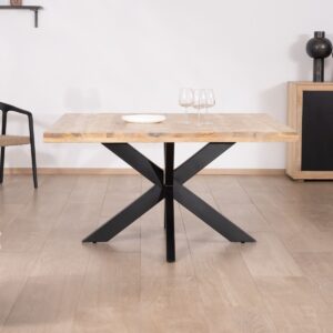 Vandana Ivory Element dining table 140x140cm, wood and industrial metal Character