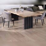 Vandana Ivory Sense Large 260cm acacia dining table with black pleated metal legs Audacio