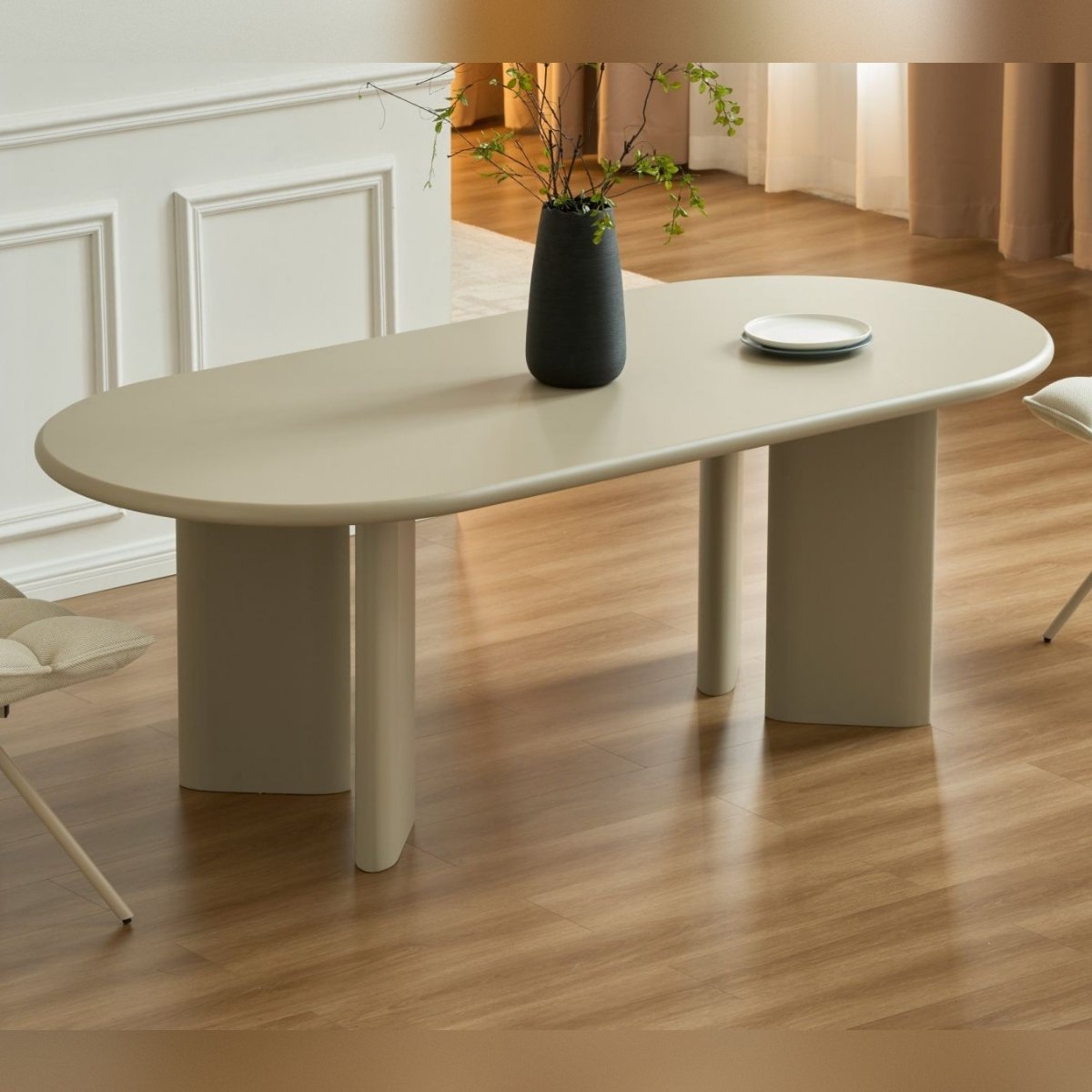 Vandana Ivory Spirit dining table 180 cm, modern and minimalist design, beige Odyna Vandana Ivory Spirit dining table 180 cm, modern and minimalist design, beige Odyna