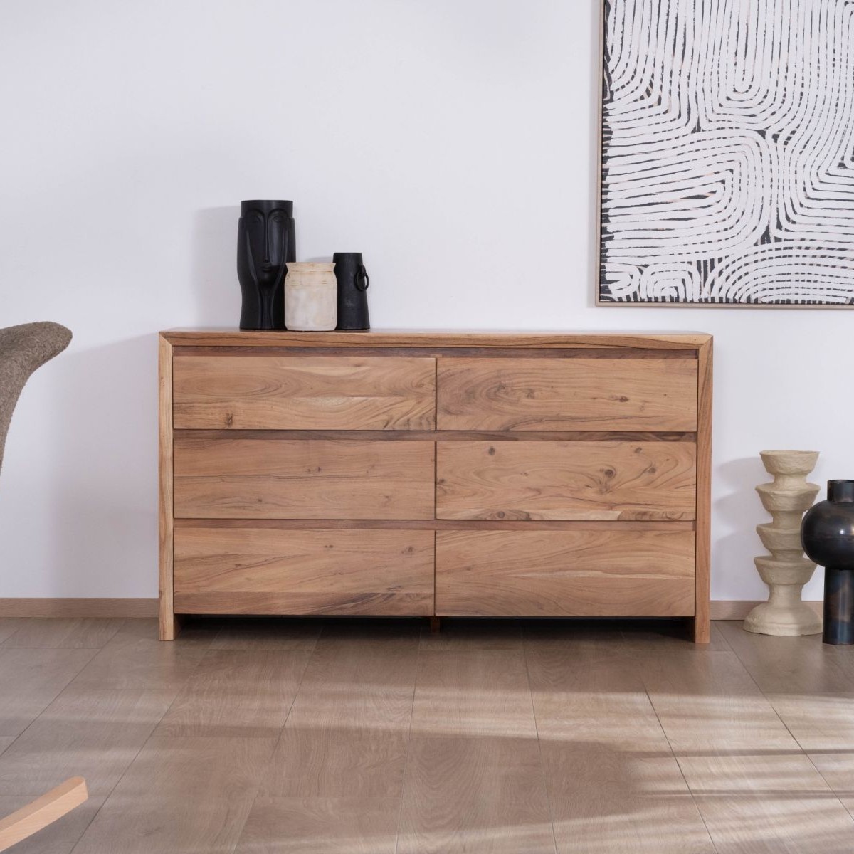 Vandana Royal Living 6-drawer acacia chest of drawers in Scandinavian style Lignum Vandana Royal Living 6-drawer acacia chest of drawers in Scandinavian style Lignum