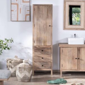 Vandana Royal Element Solid mango wood storage column with door and drawers Maestro