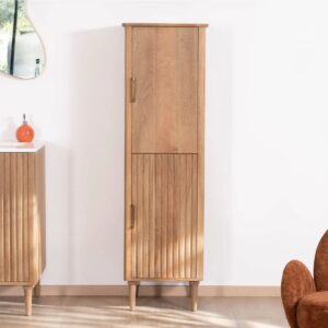 Vandana Royal Contour 2-door bathroom cabinet in solid mango wood with a retro feel