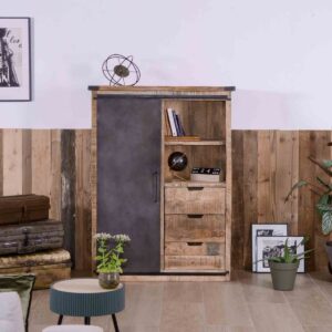 Vandana Royal Layer Industrial metal and wood display cabinet Character