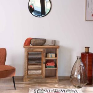 Vandana Royal Volume cabinet with louvered door in mango wood Etretat