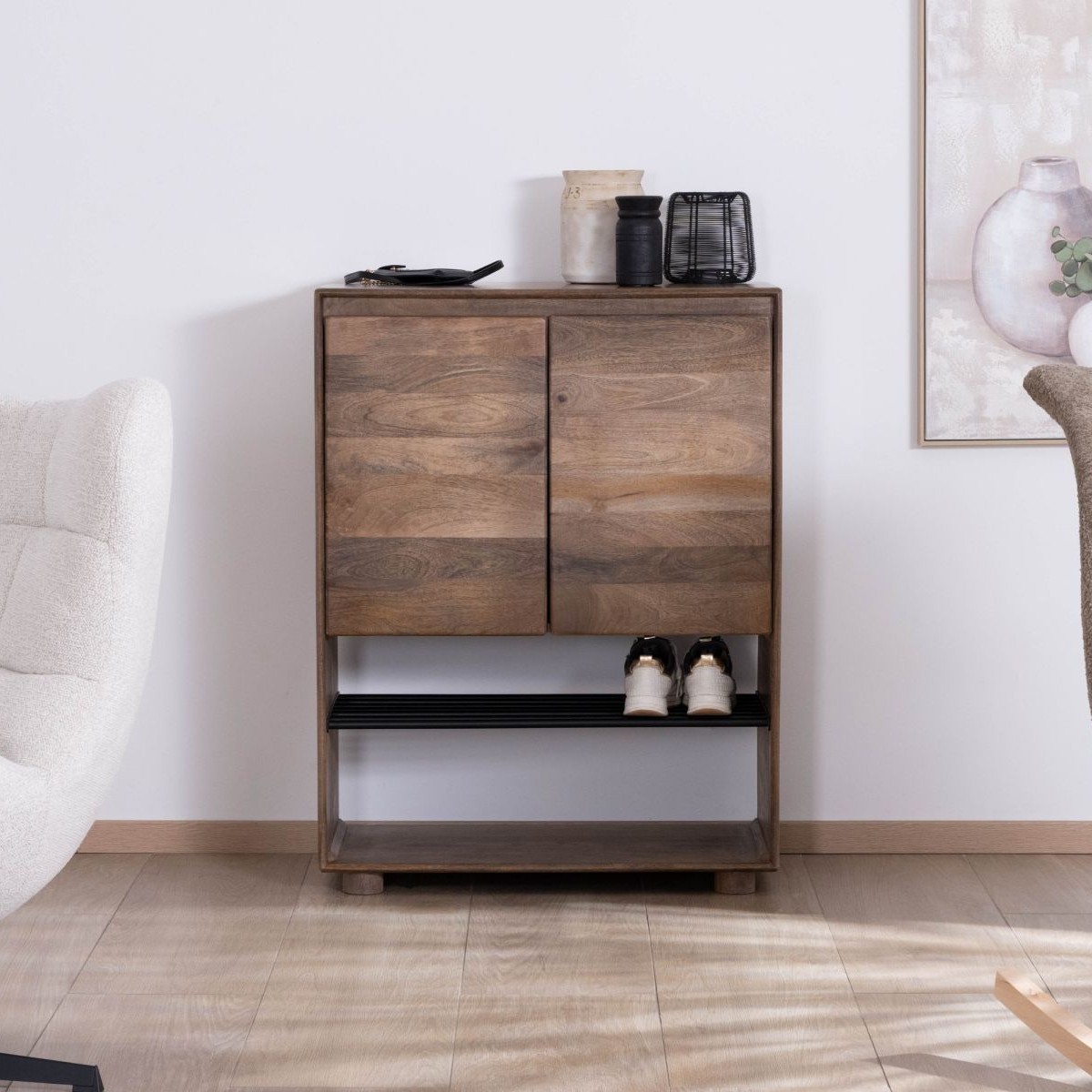 Vandana Royal Field solid mango wood shoe cabinet with storage Vandana Royal Field solid mango wood shoe cabinet with storage