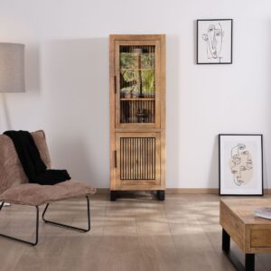 Vandana Royal Frame 2-door mango wood display cabinet with reversible decorative front