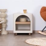 Vandana Crystal Value bedside table in acacia wood with a sandblasted concrete finish Miona