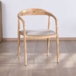 Vandana Urban Form Set of 2 sleek acacia dining chairs with beige Vogue fabric seats