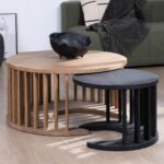 Vandana Golden Vision set of two round coffee tables in sandblasted brown and black mango wood