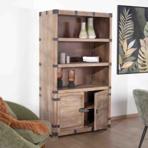 Vandana Urban Essence style open wardrobe with 2 wooden and metal doors Voyage