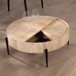 Vandana Golden Core Round coffee table with swiveling cane top Loopie diameter 80 cm