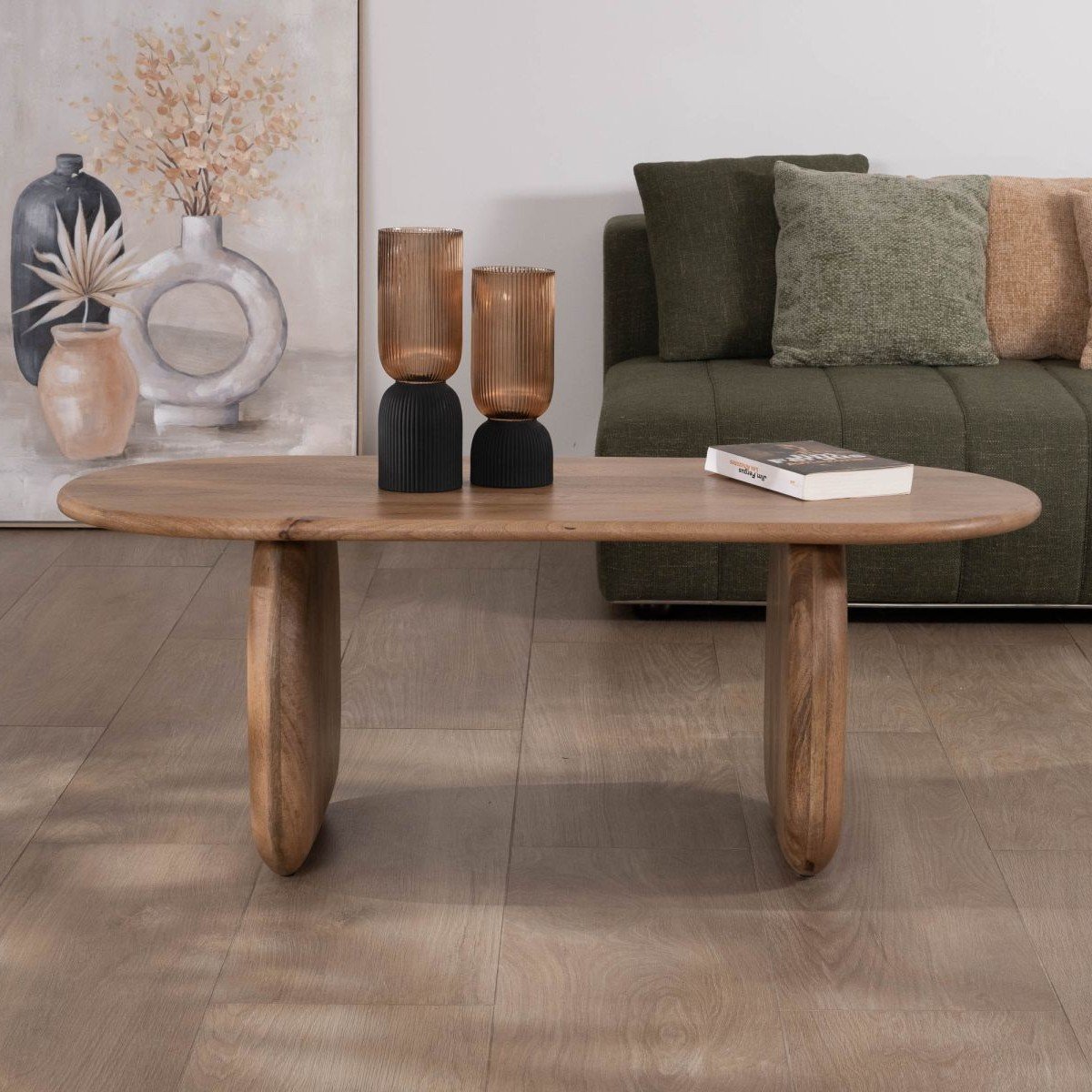 Vandana Golden Grain designer coffee table in mango wood Vandana Golden Grain designer coffee table in mango wood