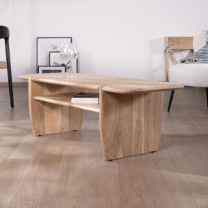 Vandana Golden Nature modern acacia coffee table with a niche, Trudy, 120 cm